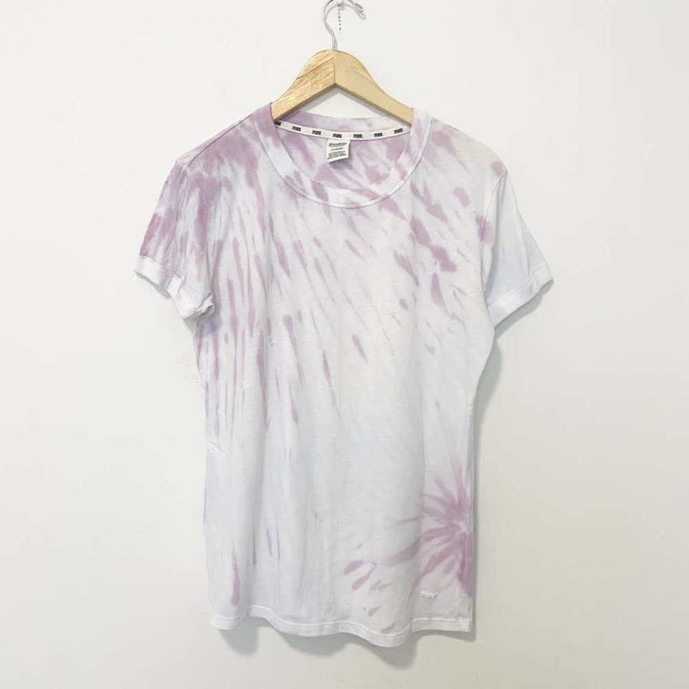 Victoria's Secret PINK Purple Tie Dye Short Sleeve Top Size Large